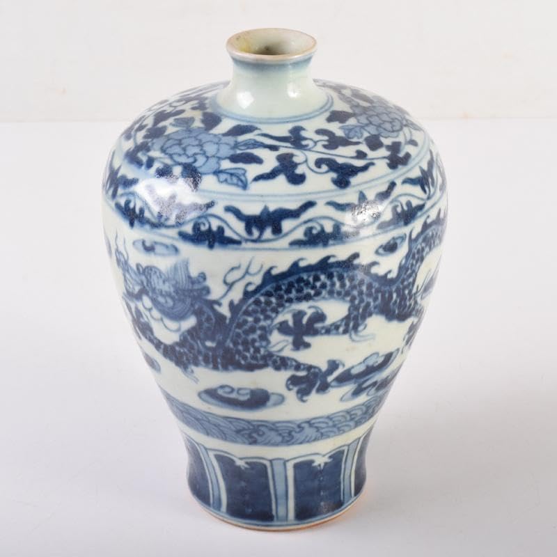 中国 青花 花卉雲龍鳳凰文 梅瓶 V 6953 【公式通販】